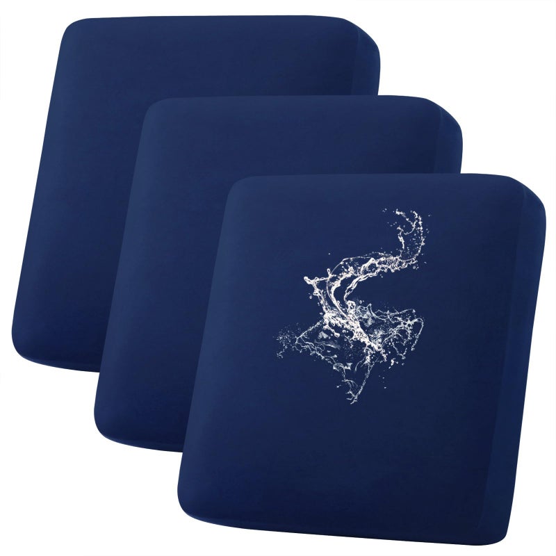 hyha Waterproof Couch Cushion Covers  Stretch Sofa Couch Seat Slipcover for Dog Washable  Non-Slip Waterproof Outdoor Cushion Covers for Patio Furniture Replacement (3 Pieces  Navy) - Image 1